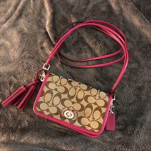 COACH Purple and Tan Rectangle Crossbody Bag